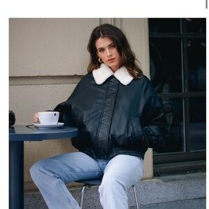 Vegan Leather Jacket- Brunette The Label